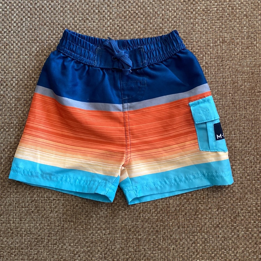 M-I-D Stripe Swim Trunks 6 Months